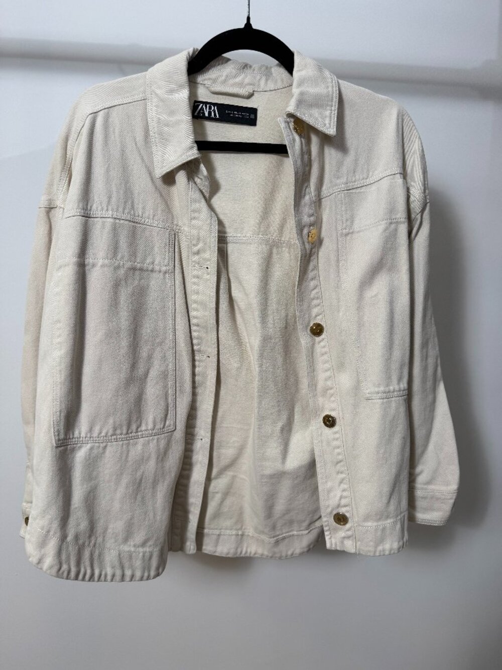 ZARA Cream Button Down Oversized Jacket